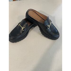 Madewell Women Backless Leather Loafer Chunky y2k 90s-inspired lug sole Sz8